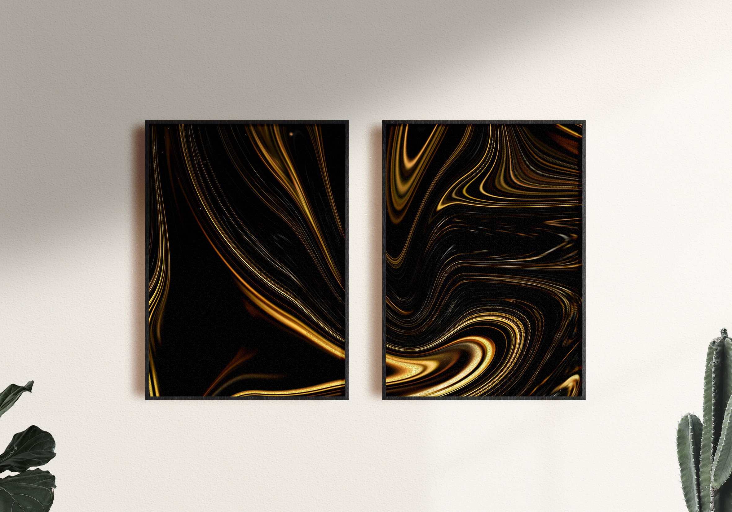 Luxury black and gold wall art Abstract Art Marble Alcohol Ink Etsy