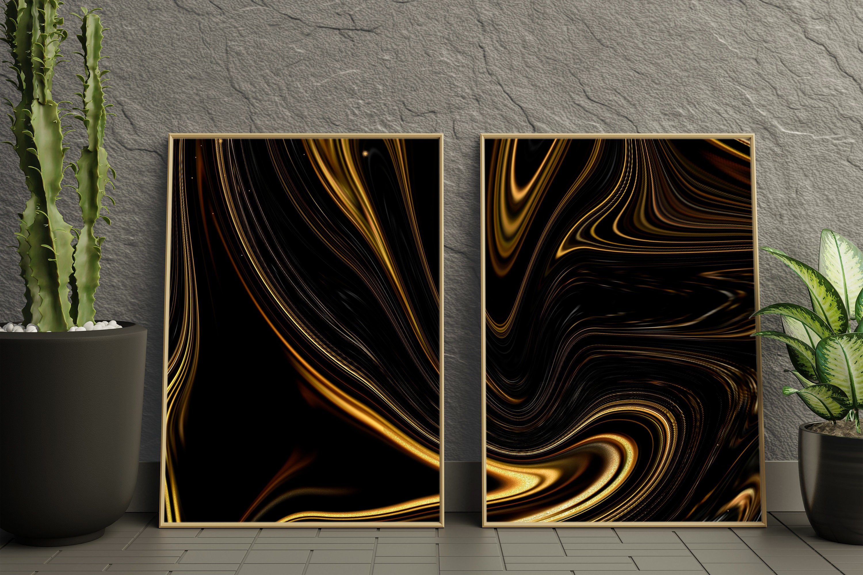 Luxury black and gold wall art Abstract Art Marble Alcohol Ink Etsy