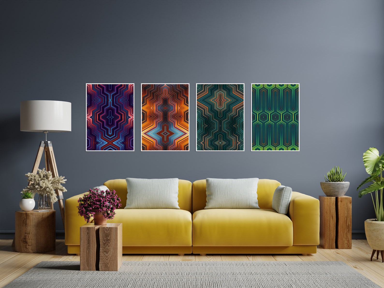 Wall Decor Set of 4 Prints Abstract Art Gallery Wall Art Etsy