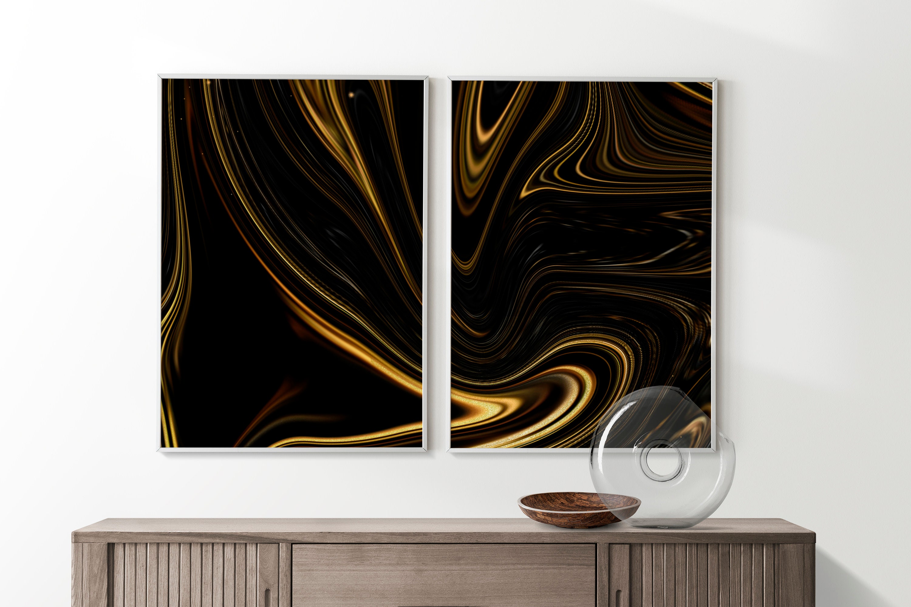 Luxury black and gold wall art Abstract Art Marble Alcohol Ink Etsy