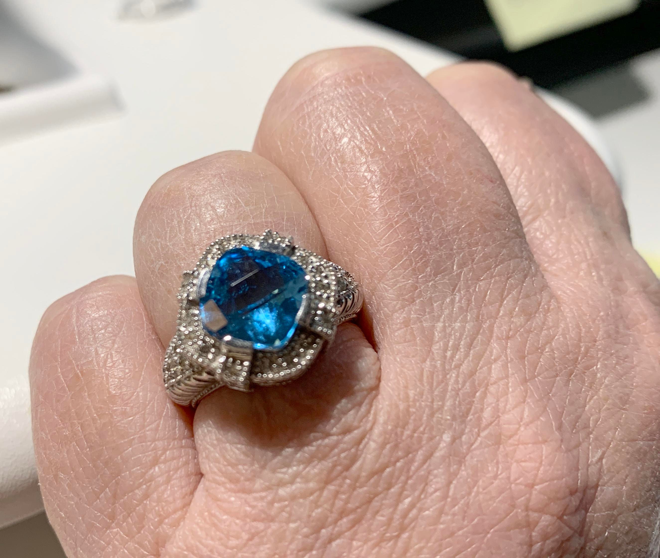 素晴らしい本物のスイスブルートパーズ＆ダイヤモンドリング - Etsy 日本