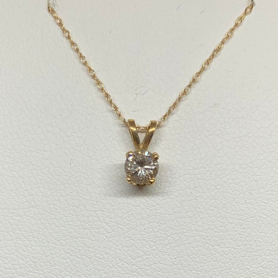 14K Yellow Gold Diamond Pendant - image 1