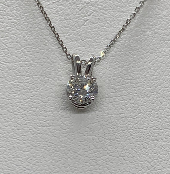 14K White Gold Diamond Pendant - image 1