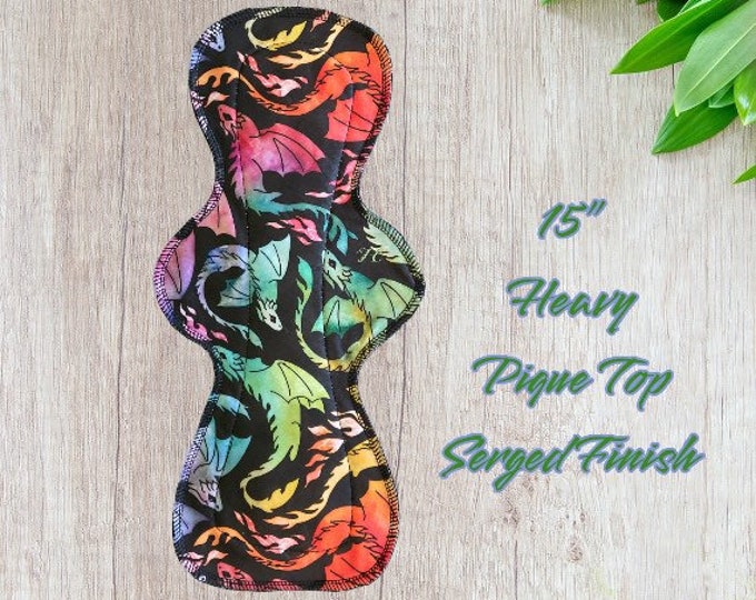 15 Heavy Cloth Sanitary Pad,performance Pique Top Medium Flare,super