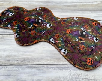 15 Inch Heavy PLUSH FLEECE Topped Medium Flare cloth pads | mama cloth | postpartum | reusable cloth pads | Autumn Witch