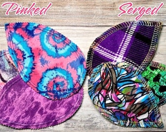 Pinked edge ILP’s ,Interlabial reusable cloth pad, single or sets of 5 or 10,  teardrop shape