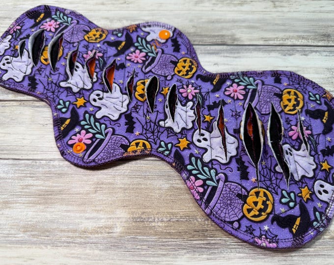 Featured listing image: 10-14” Inch Cloth Gusher Pad | mama cloth | postpartum menstrual pad | reusable cloth pads | alternative/gothic prints | Cotton Lycra Topper