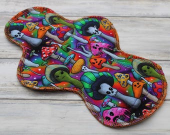 10” Heavy cloth menstrual pad | sanitary cloth pads |  cotton/Lycra Jersey topper | mama cloth, | 2.75” snapped width