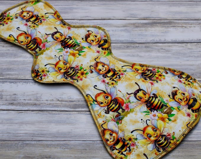 Featured listing image: 18” Heavy cloth pad | curvy flared menstrual pads | cotton/Lycra top reusable sanitary towel | mama cloth | 3” snapped width