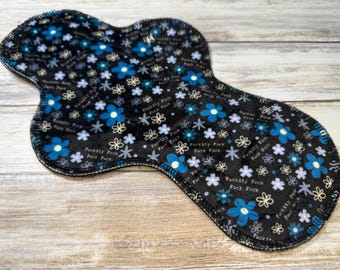 12” Heavy Cloth Pad | Sanitary Cloth Pads |  PLUSH FLEECE MINKY feel | Mama Cloth| 2.75” Snapped Width Maxi Pad