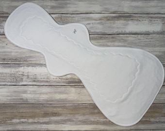 20” or 22” Heavy Cloth Pad | Full Coverage Reusable Pad | Heavy Flow  | Cotton Velour  | 3” Snap | Period Pad | Pure White