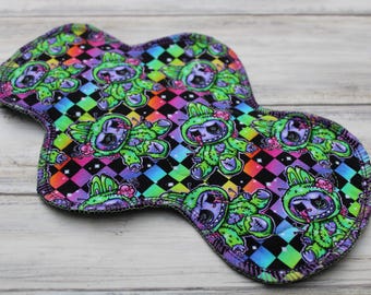 10” Heavy cloth menstrual pad | sanitary cloth pads |  cotton/Lycra Jersey topper | mama cloth, | 2.75” snapped width