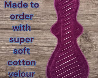 16- 22”  long cloth pad | curvy flared Gusher pads | Cotton velour topper/mama cloth, postpartum super heavy flow | 3” snap width