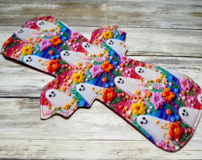 Featured listing image: 11.5” inch Heavy Absorbency Gothic Bat Wing Cloth Sanitary Pad | Moderate flow | mama cloth | Halloween spooky period pads | menstrual pad