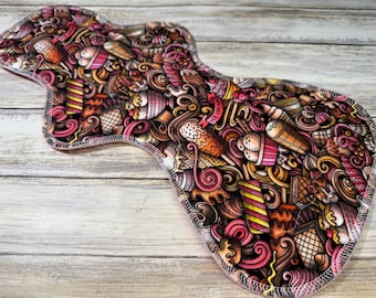 16” Heavy cloth pad | curvy flared menstrual pads | cotton/Lycra top reusable sanitary towel | mama cloth | 3” snapped width