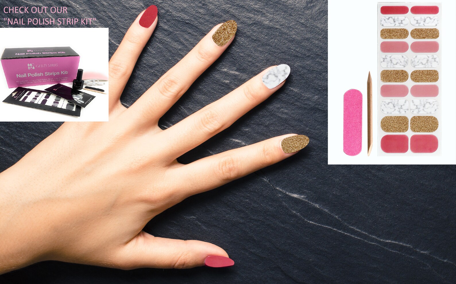 Nail Polish Strips, Nail Polish Wraps Pink Champagne Etsy UK