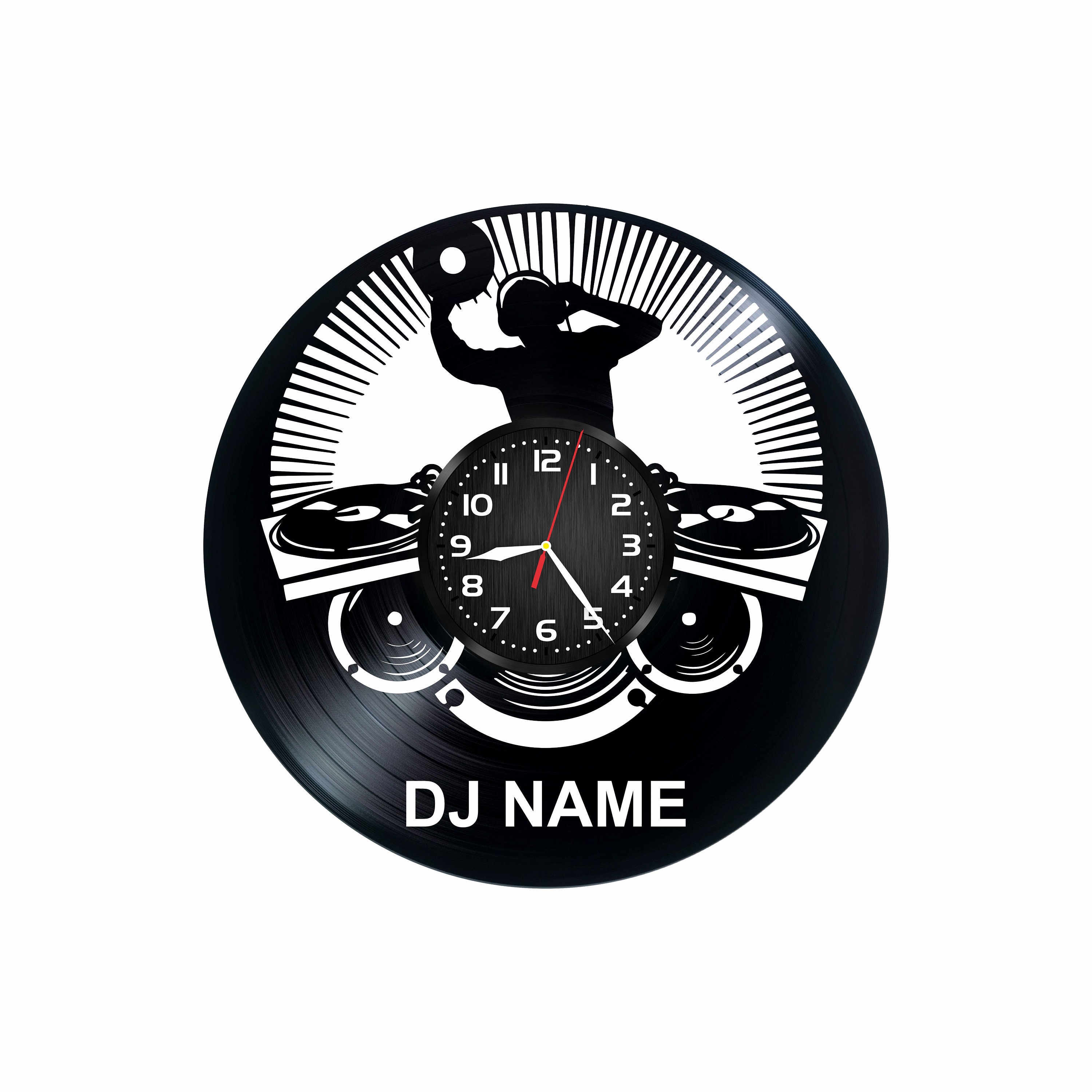DJ Custom Clock Name Music Personalized Record Wall Clock Art Etsy