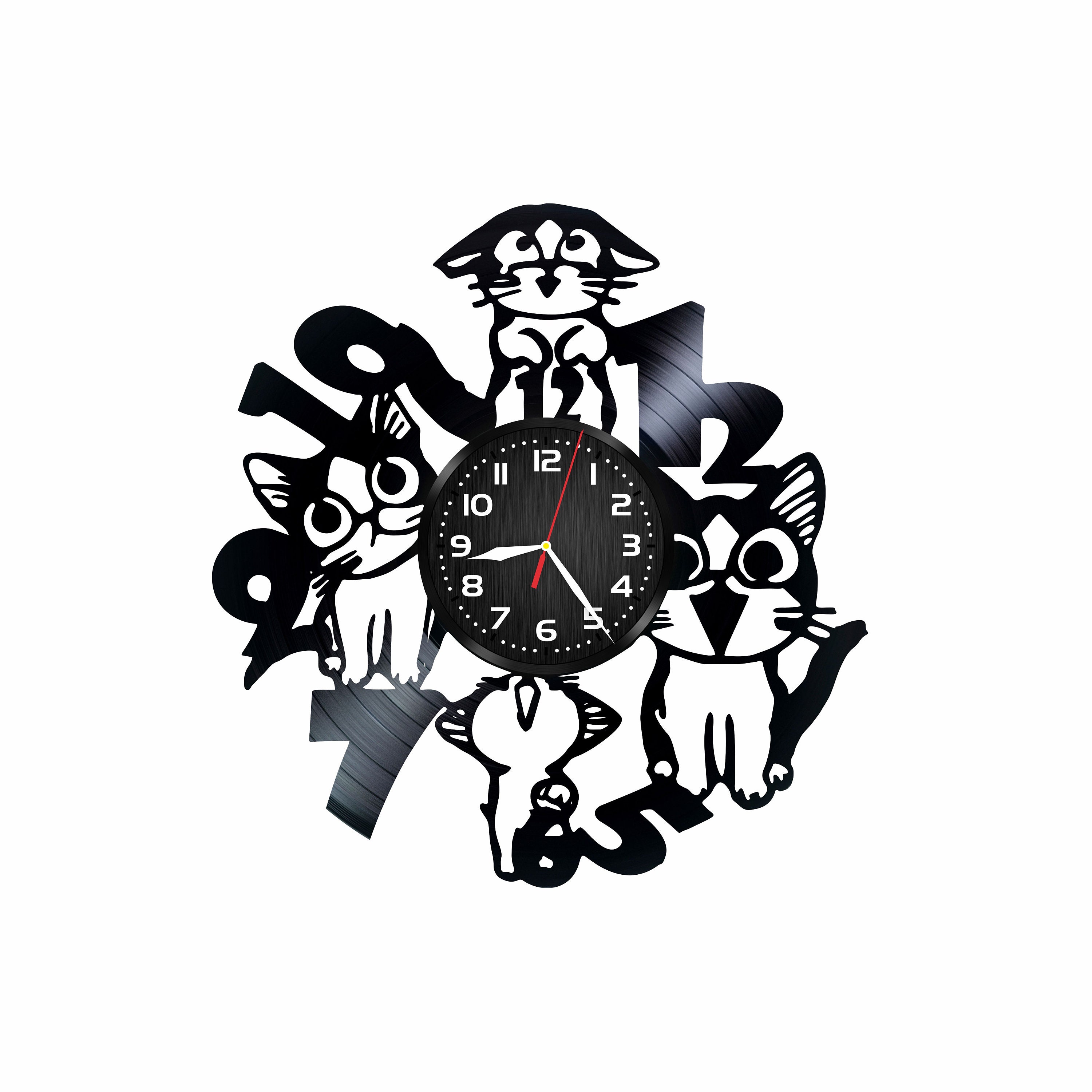 Cats Laser Clock Wall Clock Home Decoration Animal Vinyl Etsy