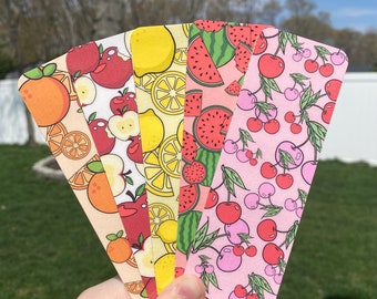 Fruit Bookmarks, oranges, apples, lemons, watermelon, cherries, for book lovers, laminated, rounded corners, bookmark, gifts for book lovers