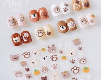 Nail Art Stickers, Nail Decoration Decals, Bears, Bunnies, Nail Glue Stickers.