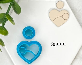 Mom & Baby Heart Cutter Set: Polymer Clay Earring Cutters (35mm)