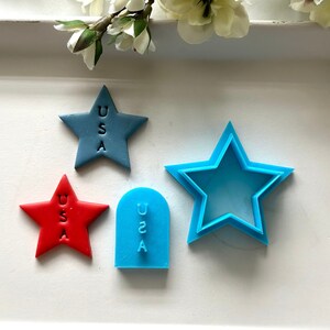 USA Stamp and Star cutter | stamp and cutter set| 4th of July earrings l clay cutters l polymer clay cutter l clay stamps l USA cutter