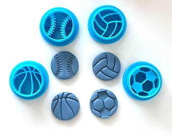 Palloni da basket, pallavolo, baseball, calcio | Lavoretti in argilla per la scuola | Attrezzi sportivi | Decorazioni per torte | Tagliapasta atletici in argilla polimerica