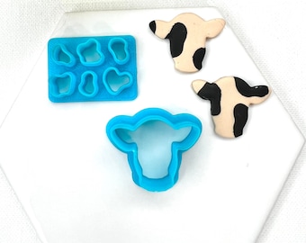 Cow Cutter Set: 3D Printed Polymer Clay Earring Cutters