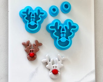 Reindeer Clay Cutters , Christmas polymer clay cutter , Holiday crafts , Rudolph clay cutter , winter clay cutters