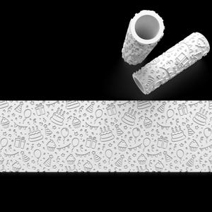 Birthday Texture Pattern Clay Roller l Baking Roller l Pottery, Ornament, Cookie,Dog Treat, Salt Dough, Play doh, Fondant, Kids craft roller