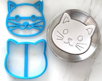 Cortador de plato de baratijas de gato l Cortador de arcilla polimérica l Sello de fondant l Bandeja de gatito l Cortador de arcilla Bandeja l Regalo para amantes de los gatos l Plato de baratijas de gatito