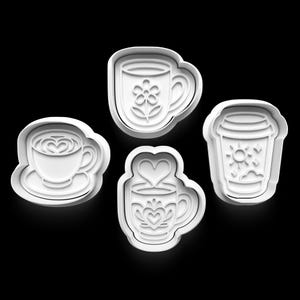 Cortador de galletas de café | Cortador de galletas de té | Utensilio para hornear | Detalle para fiestas infantiles | Sellos para fondant | Suministros para hornear | Cortadores de galletas con diseños