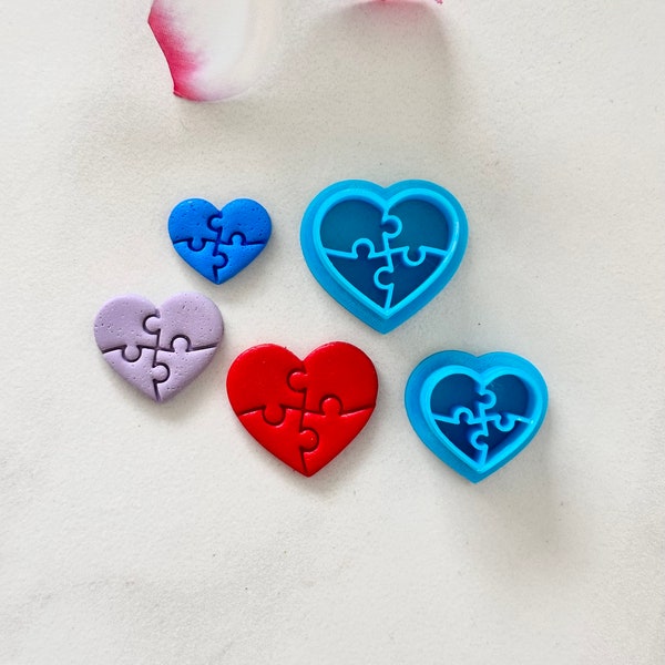 Valentines puzzle cutter | clay cutters | polymer clay earring cutters l Valentine’s Day cutter l heart clay earrings l autism clay cutter