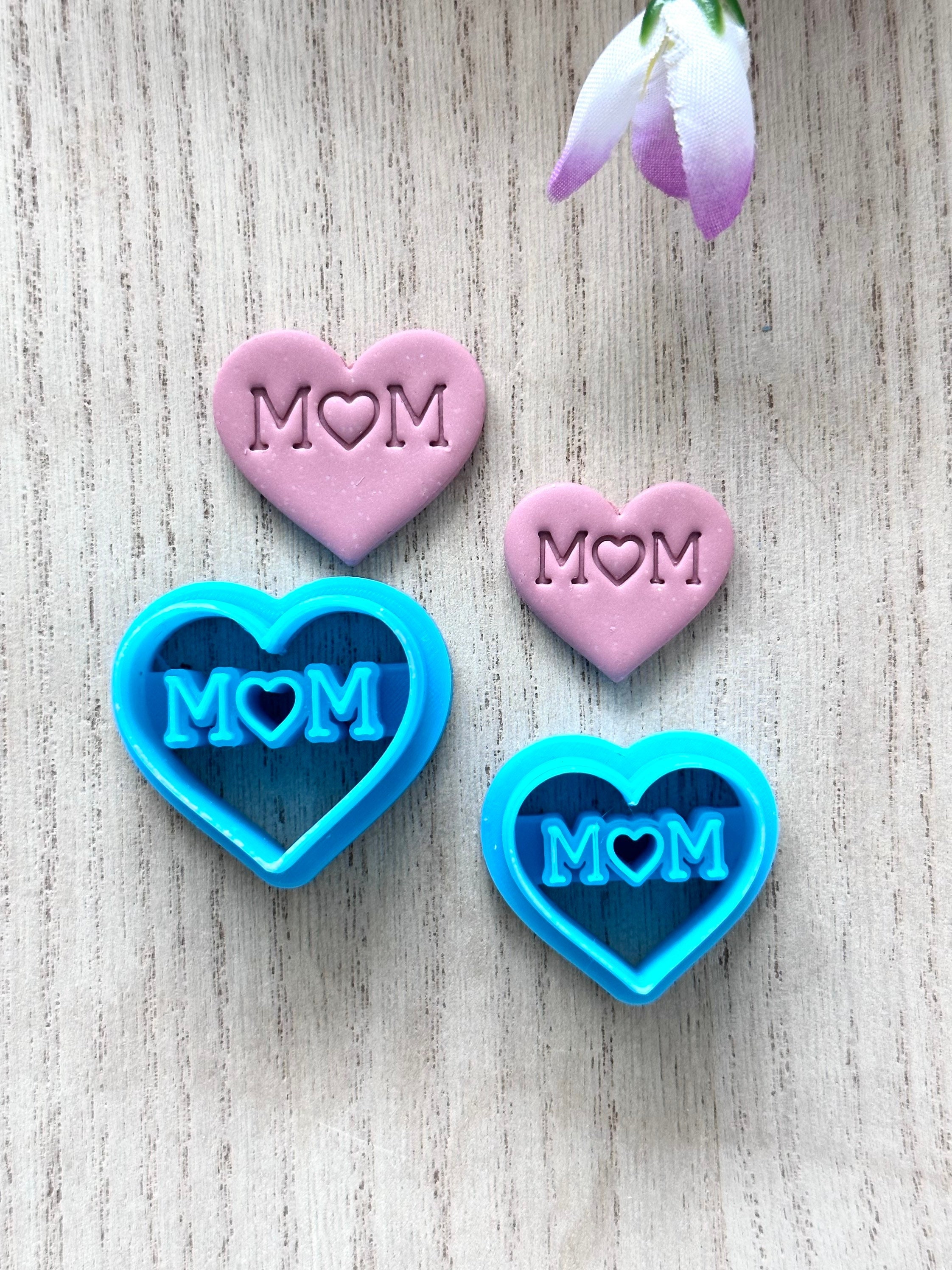 KEOKER Mom Heart Polymer Clay Cutters, Mothers Day Clay Earring Cutters, 22  Shapes Polymer Clay Cutters for Earrings, Mama Stamp Clay Cutters for