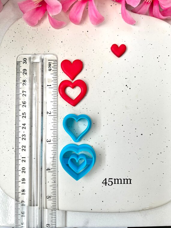 Double Heart Cutter, Heart Combo Cutter, Valentines Day Clay