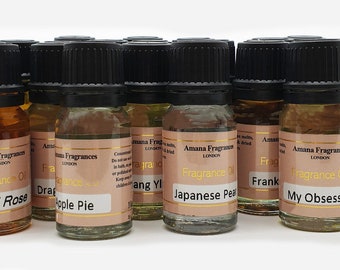 Fragrance oils for the home by Amana, 10ml. Suitable for use on dried flowers, in oil burners, and candles.