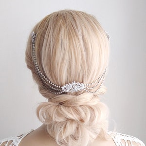 Art Deco Headpiece,Draped Chain Hair Accessories, 1920s Bridal Headpiece, Crystal Headpiece,Hair Accessory With Swags 33