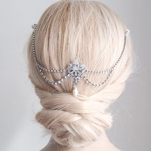 Hair Chain Bridal Wedding Headpiece Art Deco Bridal Etsy