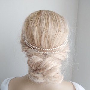 Wedding Hair Chain, Bridal Headpiece With Swags, Silver Draped Headpiece With Leaves, Boho Style Bridal Headpiece, Vintage Headpiece 53