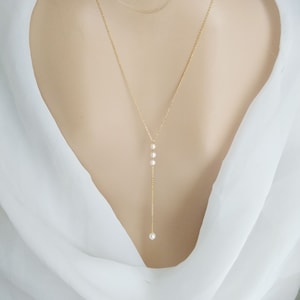 Thin Gold Backdrop Bridal Necklace, Bridal Back Necklace, Pearl Back Necklace, Bridal Backless Dress Backdrop Drape, Bridal Back Attach 8