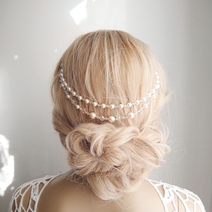 Wedding Headpiece, Rose Gold Chain Headpiece, Bridal or Bridesmaids Hair Accessory,Bridal Hair Chain, 1920s Headpiece 35