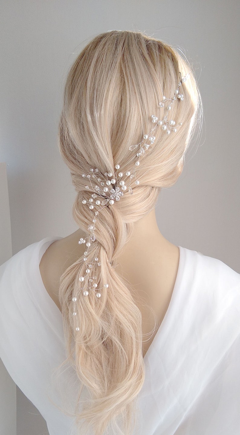 CZ Headband Halo Delicate Floral Headband 11 Rhinestone Headband Floral Pearl Bridal Hair Vine Pearl Vine Wedding Hair Vine