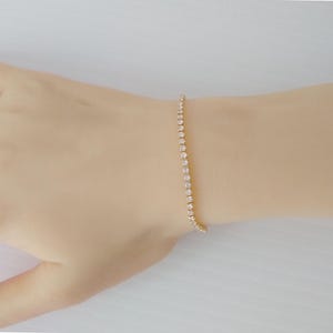 Gold Bridal Bracelet, Cubic Zirconia  Wedding Bracelet, Bridesmaid Bracelet, Simple Bracelet, Dainty Bridal Bracelet 11