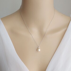Bridal Simple Necklace ,Bridal Silver Pearl Drop Necklace, CZ /Pearl Necklace, Dainty Bridal Jewelry, Bridesmaid jewelry Set 58