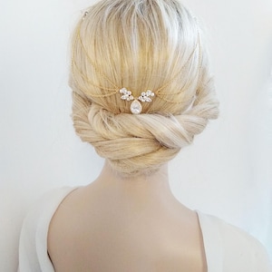 Floral Wedding Headpiece, Rose Gold Chain Headpiece,Wedding Headpiece With Swags,Bridal Hair Chain Style Accessory, CZ Bridal Hair Comb 41