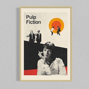 Pulp Fiction Mid Century Movie Poster | Film Posters | Minimalist Movie Poster | Digital Download | Printable Wall Art Poster