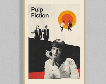 Pulp Fiction Mid Century Movie Poster | Film Posters | Minimalist Movie Poster | Digital Download | Printable Wall Art Poster