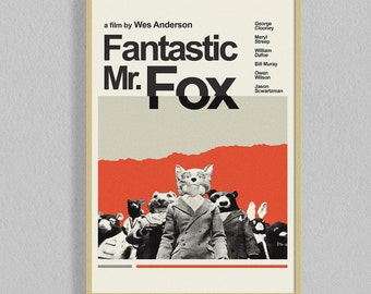 Fantastic Mr Fox Mid Century Movie Poster | Film Posters | Minimalist Movie Poster | Digital Download | Printable Wall Art Poster
