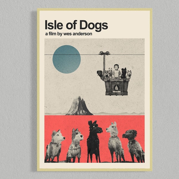 Isle of Dogs Mid Century Film Poster | Digitaler Download Filmposter | Minimalistisches Filmposter | Druckbares Wandkunst Poster | Filmposter