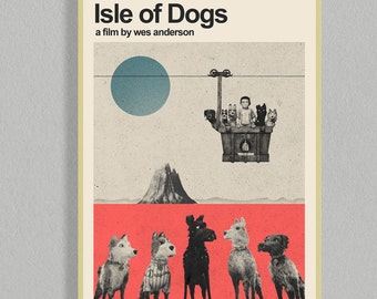 Halverwege de eeuw filmposter Isle of Dogs | Digitale download filmposters | Minimalistische filmposter | Afdrukbare muurposter | Filmposter